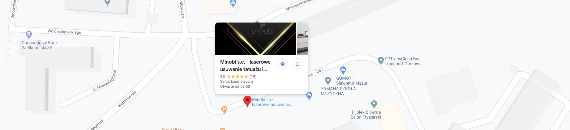minobi – mapa dojazdu